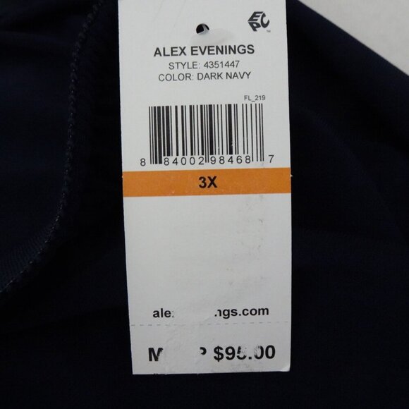 Alex Evenings Wide Leg Pants Women's Plus Size 3X Blue Chiffon Dressy Cocktail - Picture 6 of 8